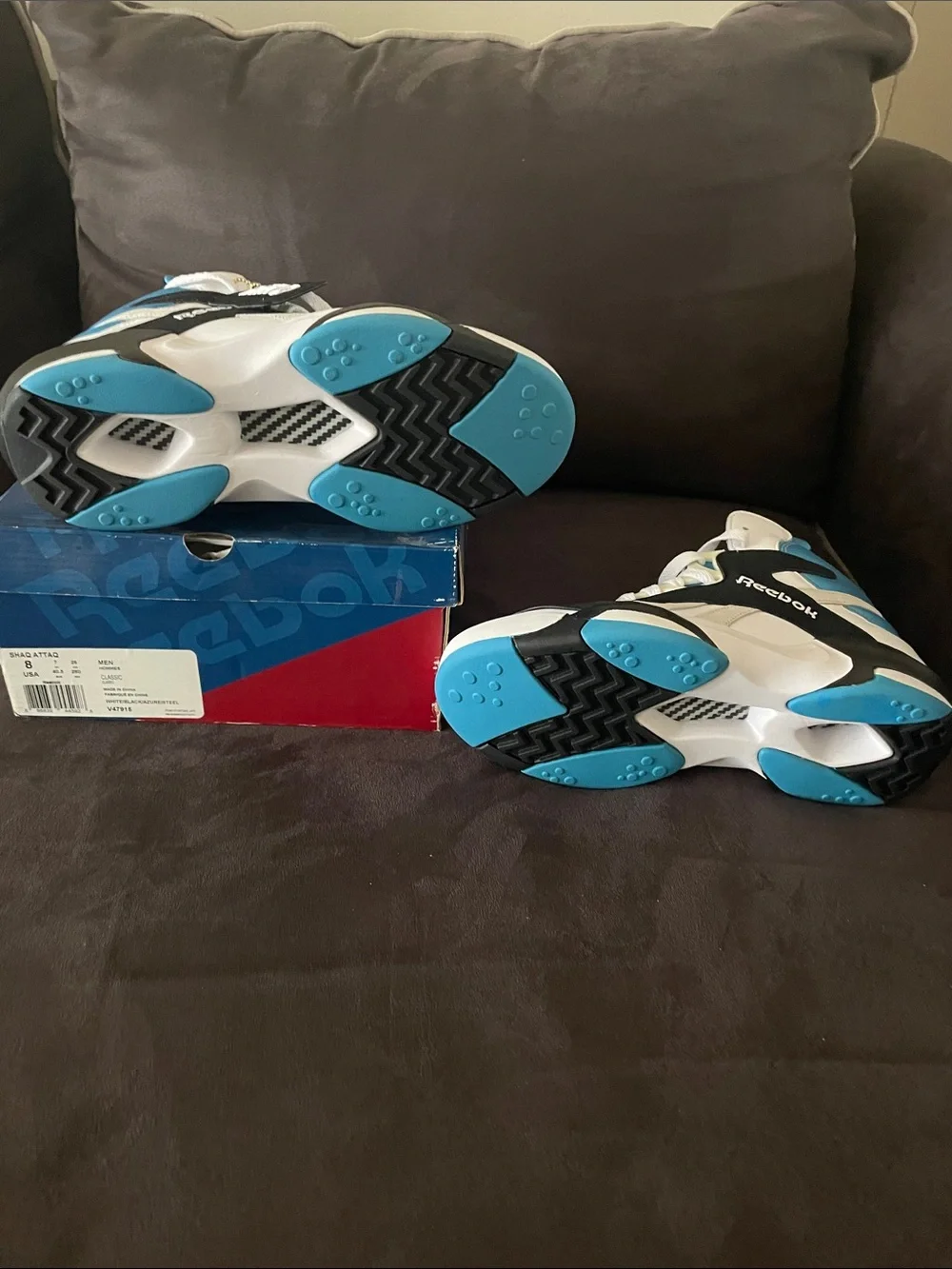 Reebok Men’s White Black Blue High-Top Sneakers